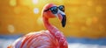 Pink Flamingo Wearing Sunglasses
