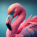 Pink Flamingo. Wildlife animal scene from nature. Flamingo in nature habitat. Beautiful water bird. Ai Generative