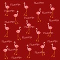 Pink flamingos on burnt sienna background