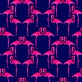 Pink flamingos standing, seamless pattern design