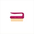 Pink flat cleaning brush for cleaning and washing house isolated on white background. Fetlock cleaning service logo