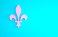 Pink Fleur De Lys icon isolated on blue background. Minimalism concept. 3d illustration 3D render