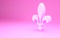 Pink Fleur De Lys icon isolated on pink background. Minimalism concept. 3d illustration 3D render