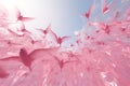 Pink Flight Birds flying in formation to create Royalty Free Stock Photo