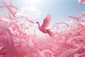 Pink Flight Birds flying in formation to create Royalty Free Stock Photo
