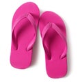 Pink flip flop sandals isolated on white background closeup top view Royalty Free Stock Photo