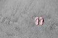 Pink flip flops in the sand Royalty Free Stock Photo