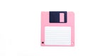 Pink Floppy disk on white background Royalty Free Stock Photo