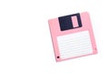 Pink floppy disk on white background Royalty Free Stock Photo