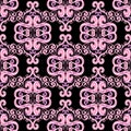Pink floral damask vector seamless pattern. Royalty Free Stock Photo
