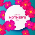 Pink Floral Greeting card - Happy Mothers Day - with Bunch of Spring Flowers holiday background. Royalty Free Stock Photo