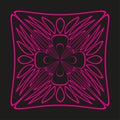 Pink floral motif. Abstract Vector pattern. Symmetrical line art. Dark decoration element. Royalty Free Stock Photo