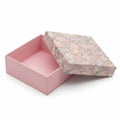 Pink floral-patterned gift box with lid open on a white background Royalty Free Stock Photo