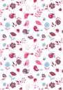 Pink floral sparrow baby girls seamless repeated Pattern