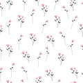 Pink flower and black leaves seamless pattern