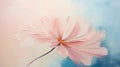 Harmonious Oil Painting Of A Pink Flower On A Blue Background