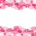 Pink flower border . Elegant Vintage card design. Floral wallpaper, horizontally seamless pattern. Vector illustration. Royalty Free Stock Photo