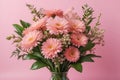 Pink flower bouquet on a pink background Royalty Free Stock Photo