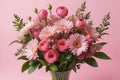Pink flower bouquet on a pink background Royalty Free Stock Photo