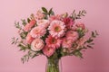 Pink flower bouquet on a pink background Royalty Free Stock Photo