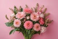 Pink flower bouquet on a pink background Royalty Free Stock Photo