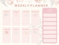 Pink flower calendar planner with rose,jasmine,leaves.Can use for printable,scrapbook,diary