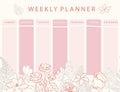 Pink flower calendar planner with rose,jasmine,leaves.Can use for printable,scrapbook,diary