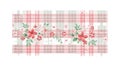 Pink Flower Checkered Tablecloth Pattern, vector design Generative AI Royalty Free Stock Photo
