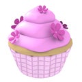 Pink flower cupcake- 3d computer generated