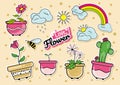 Pink flower doodle element clipart