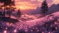 Enchanted Meadow at Sunset Royalty Free Stock Photo