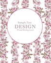 Pink Flower Garland Template with Text Copy Space on White Background.