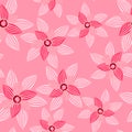 Pink flower with gemstone seamless pattern