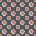 Pink flower on gray background simple seamless pattern for textile