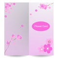 Pink flower greeting card vector