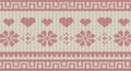 Pink flower and heart knitted pattern