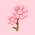 Pink Flower Icon Illustration