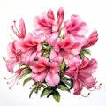 Happy Azalea Blossoms On White Background - Hyper-realistic Floral Illustrations Royalty Free Stock Photo