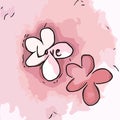 Pink flower love cute illustration watercolour design