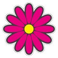 Pink flower patch. Bright floral element. Color sticker