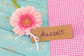 Gift tag with german word, Auszeit, means timeout or relax Royalty Free Stock Photo