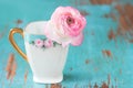 Pink Flower in teacup Royalty Free Stock Photo