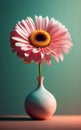 A pink flower in a vase, Minimalist, Still life, Generative Ai.