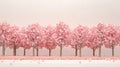 Pink Flowering Trees in Spring: Rows of trees adorned with pink Royalty Free Stock Photo