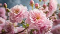 flowers on the branch, blue background