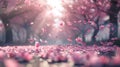 Pink Flowers Floating in Air at Park Royalty Free Stock Photo