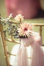 Pink flowers, Gold Chic outdoor chair spring wedding decoration