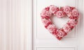 Pink flowers heart shape on light Background with copy space. Royalty Free Stock Photo