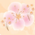 Pink flowers on orange watercolour background