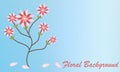 Pink flowers Swallowtail bouquet on soft blue background,vector illustration Royalty Free Stock Photo